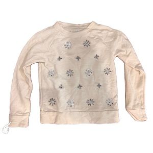 Crewcuts Ivory Sweatshirt - sparkle “gem” details. Size 6-7